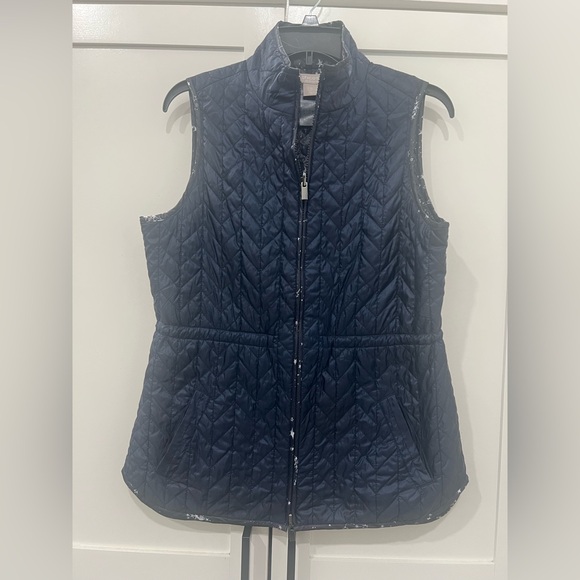 Chico's Jackets & Blazers - Chico’s womens Blue Zip Front Reversible quilted Vest Moon stars Small